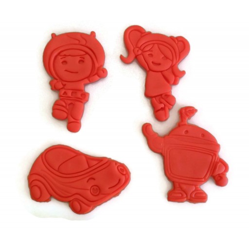 Team Umizoomi Cookie Cutters - Geo, Milli, Bot, and Umicar. All 4 in this set. Great for your kid's Umi theme birthday party. Play-Doh