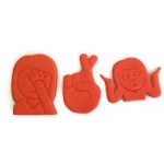 Emoji Facepalm Shrug Crossed Fingers cookie cutter set